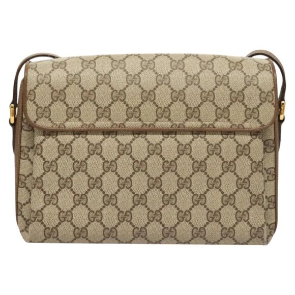 GUCCI GG Supreme Web Sherry Shoulder Bag PVC Beige Gold 904 02 084 Auth BA2769 - Picture 2 of 16